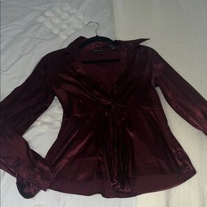 New York & Company Deep Red Satin Top